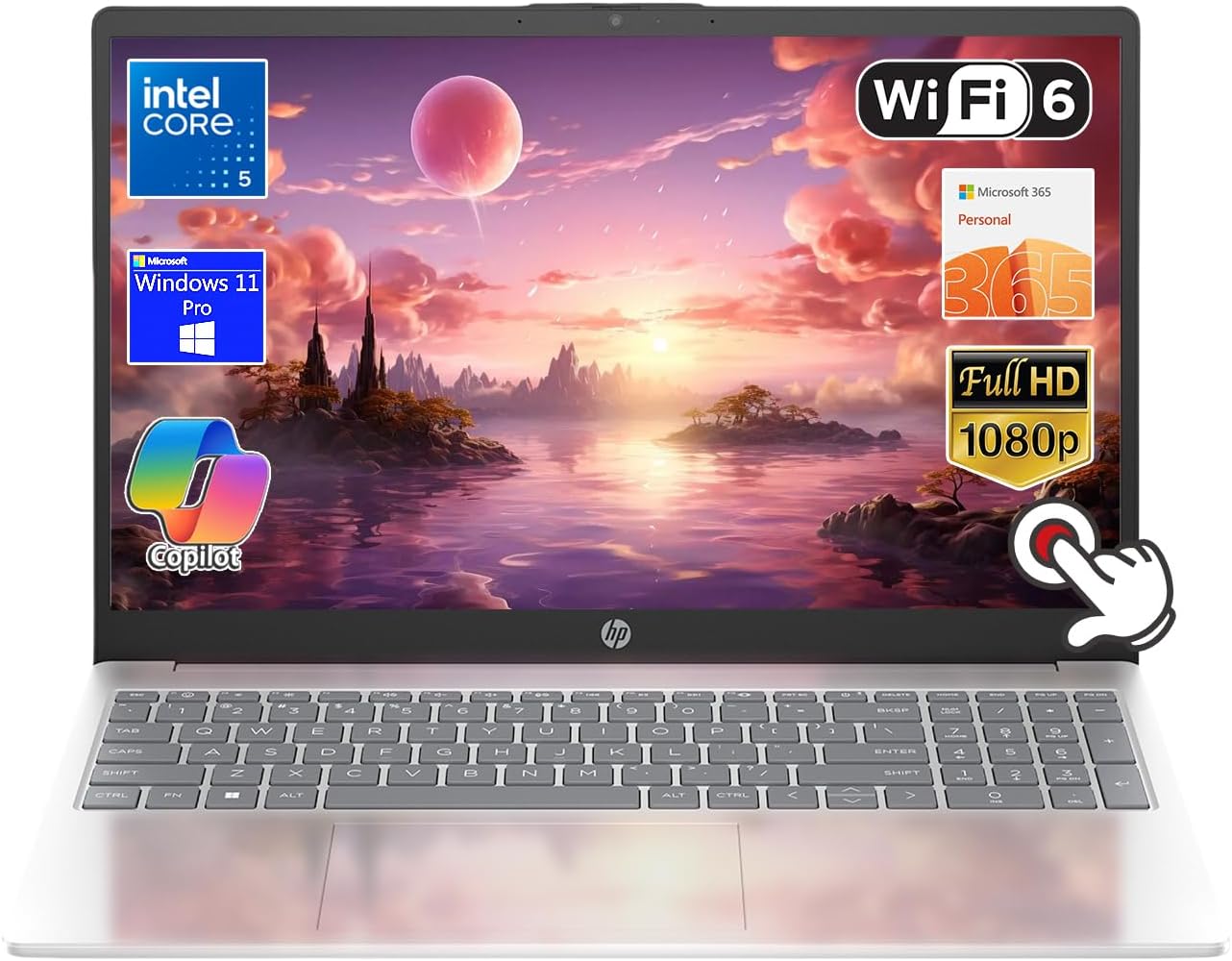 Amazon.com: HP 15.6-inch Touchscreen Laptop, Intel Core 5 120U, FHD ...