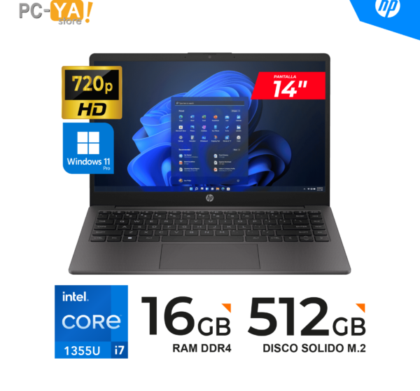 LAPTOP HP 240 G10 I7-1355U 16GB 512GB SSD 14 HD WINDOWS 11 PRO ...