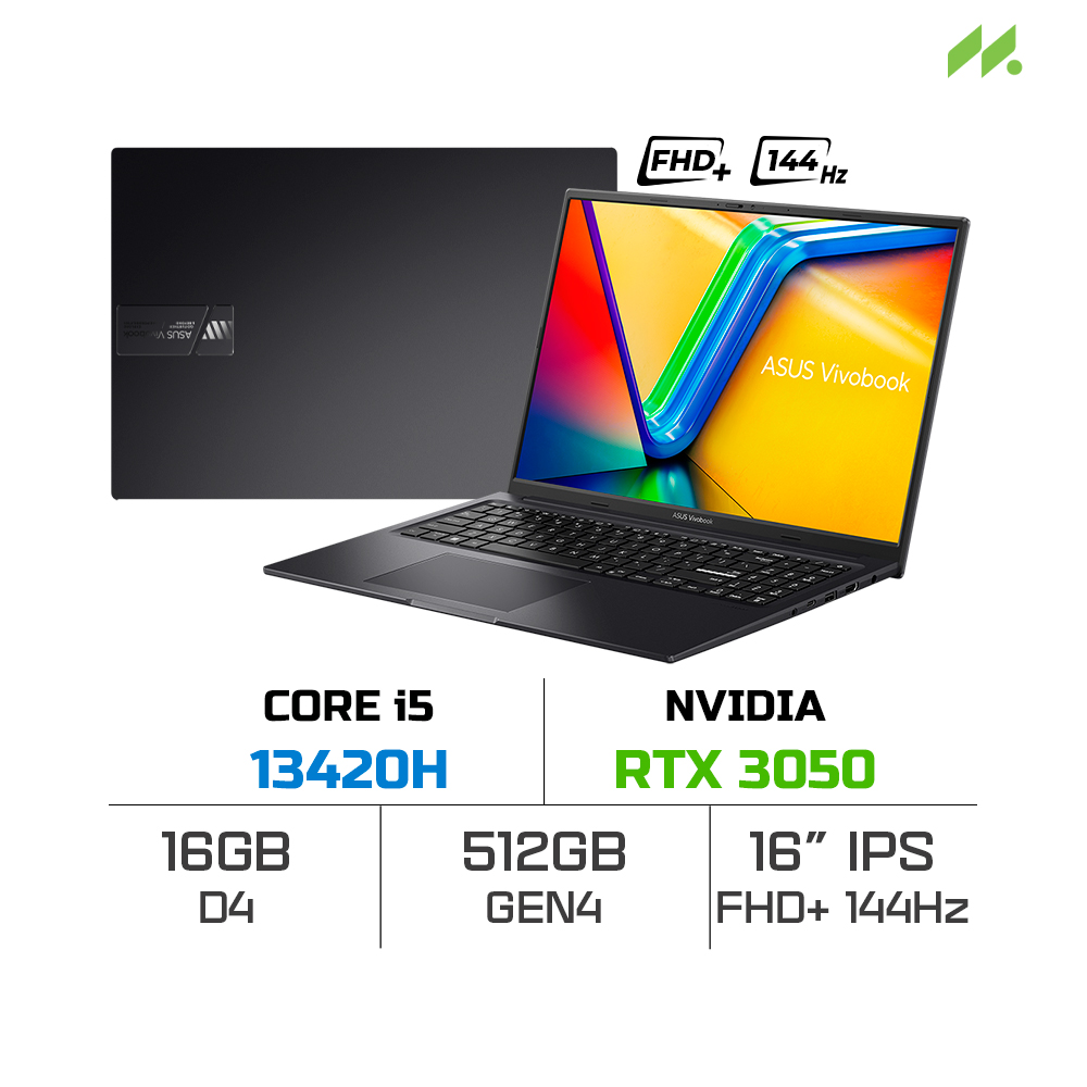 Laptop Gaming ASUS Vivobook 16X K3605VC-RP431W (i5-13420H, RTX 3050 4GB ...