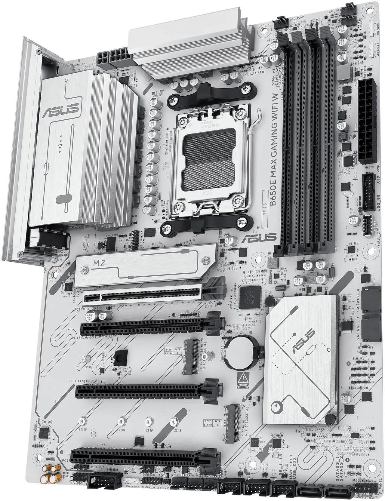 ASUS B650E MAX GAMING WIFI W - AMD B650 AM5 ATX Motherboard, White PCB ...