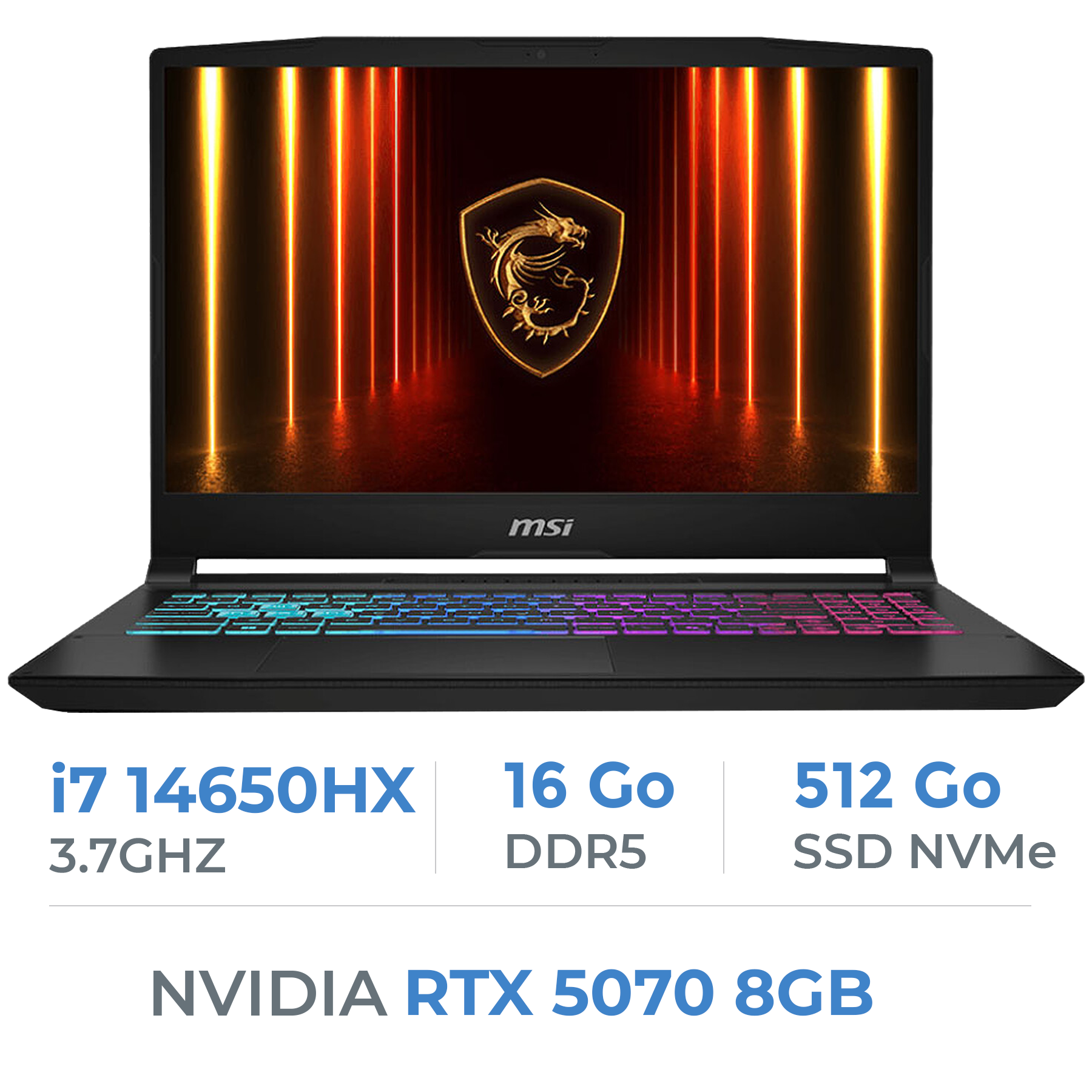 MSI Katana 15 HX B14WGK-006FR i7 14650HX/RTX5070 8GB - Techspace.ma