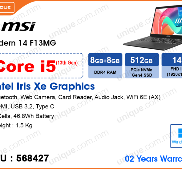 msi Modern 14 F13MG (Intel Core i5-1334U, 16GB DDR4 3200MHz (8GBx2, up ...