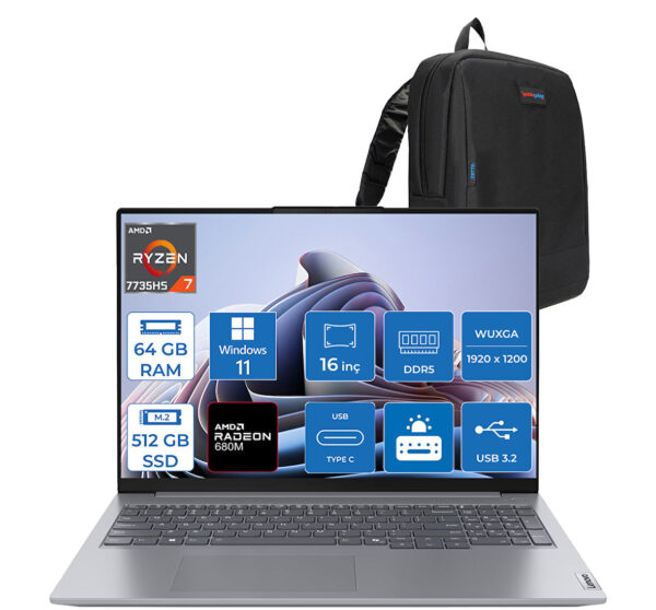 Lenovo Thinkbook 16 G7 Arp Amd Ryzen 7 7735HS 64GB Ddr5 512GB SSD ...