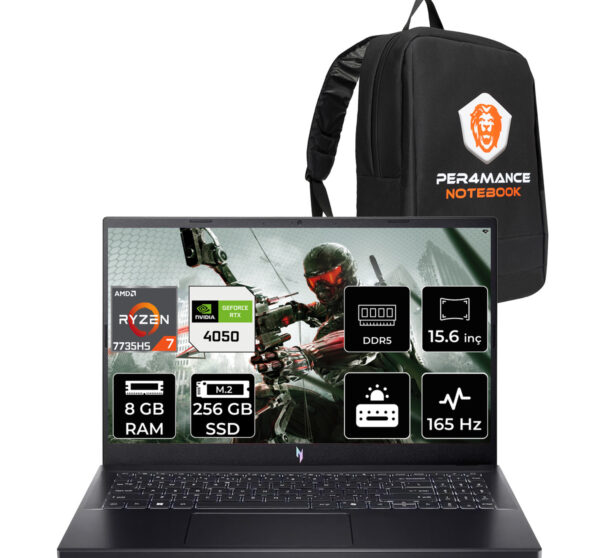 ACER Nitro V15 R7 7735HS 8GB 256GB SSD RTX4050/6GB 75W 15.6'' FHD 165Hz ...