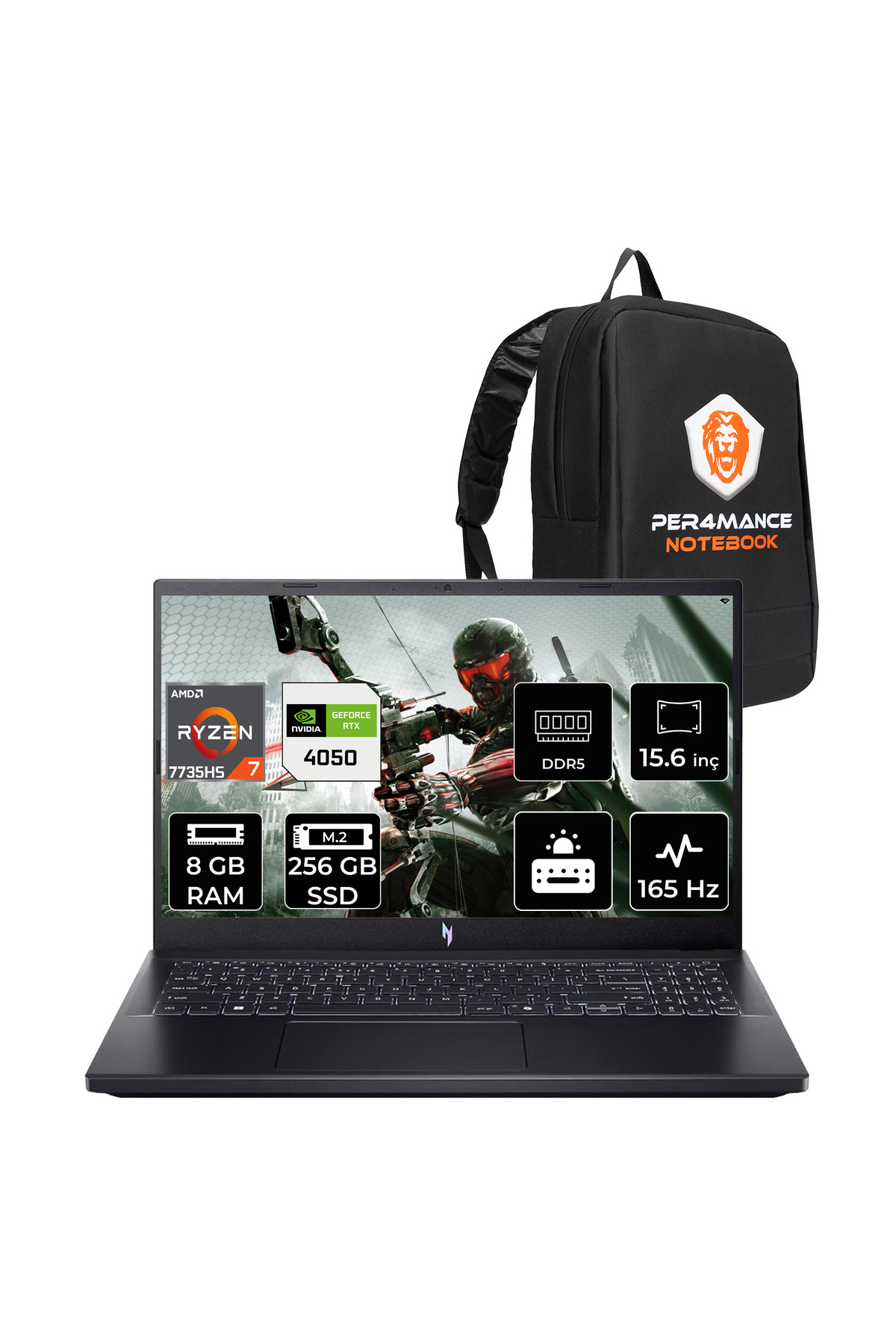 ACER Nitro V15 R7 7735HS 8GB 256GB SSD RTX4050/6GB 75W 15.6'' FHD 165Hz ...