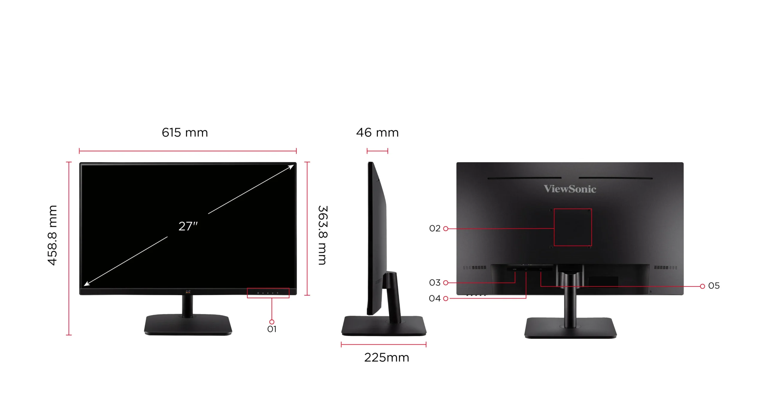 ViewSonic VA2732-H-2 27" Full HD 100Hz IPS Monitor with Fast 1ms ...
